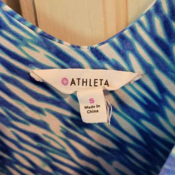 Athleta Blue White V-neck Sleeveless Dress - Picture 4 of 6